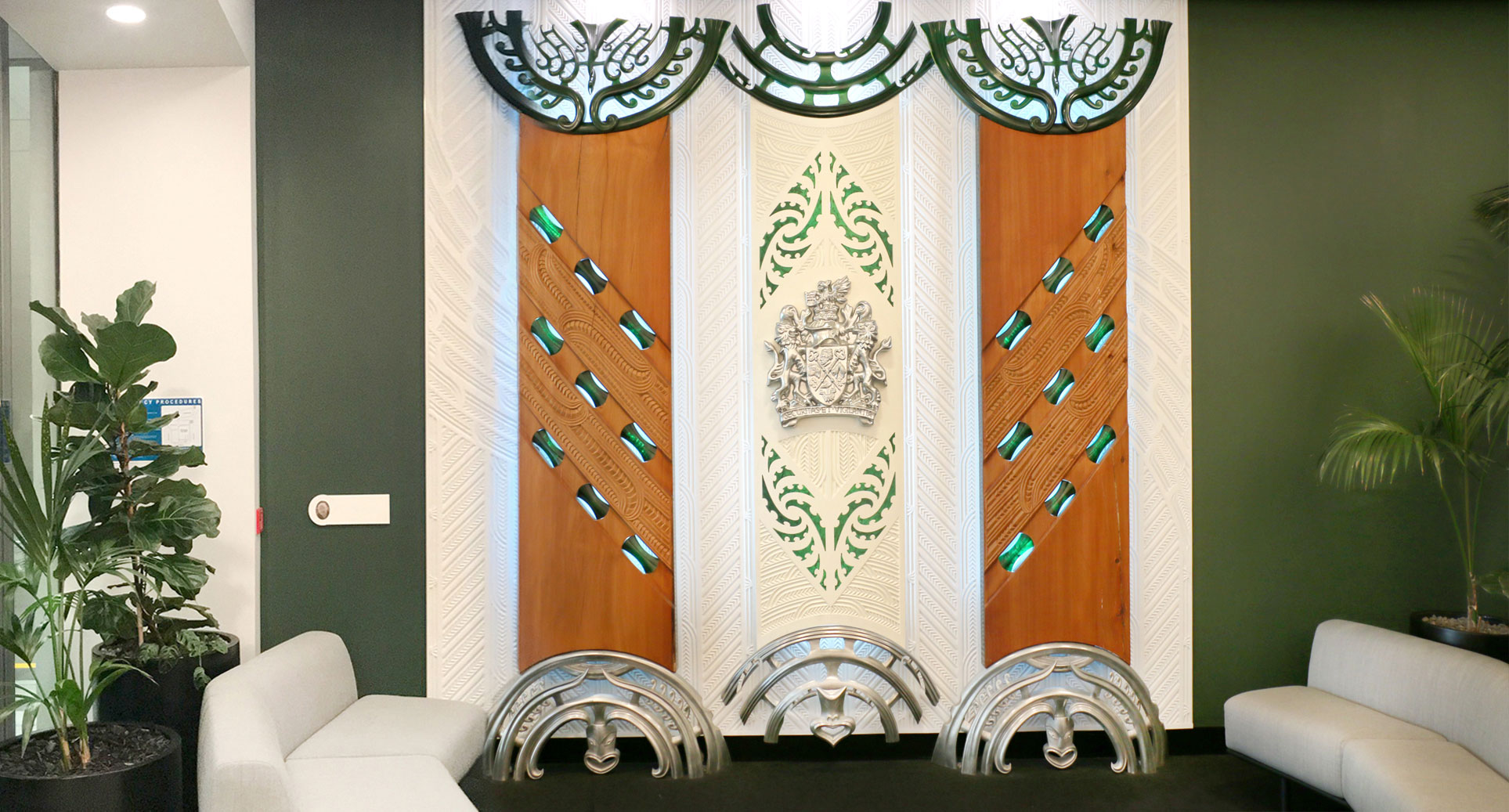 Te Ngahere (the forest sculpture) in the RBNZ foyer