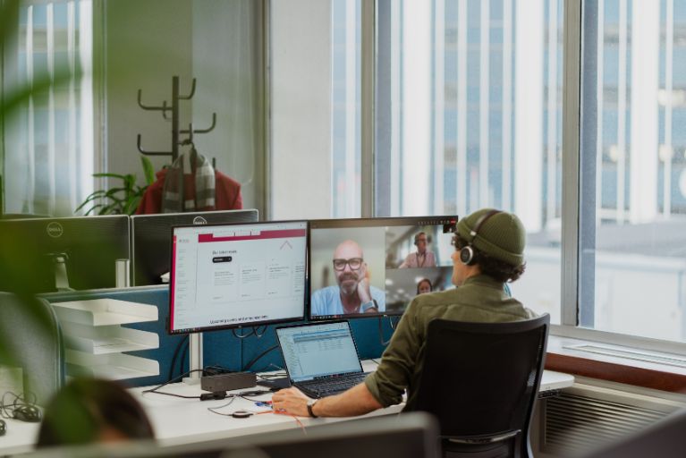 Man sitting at a computer