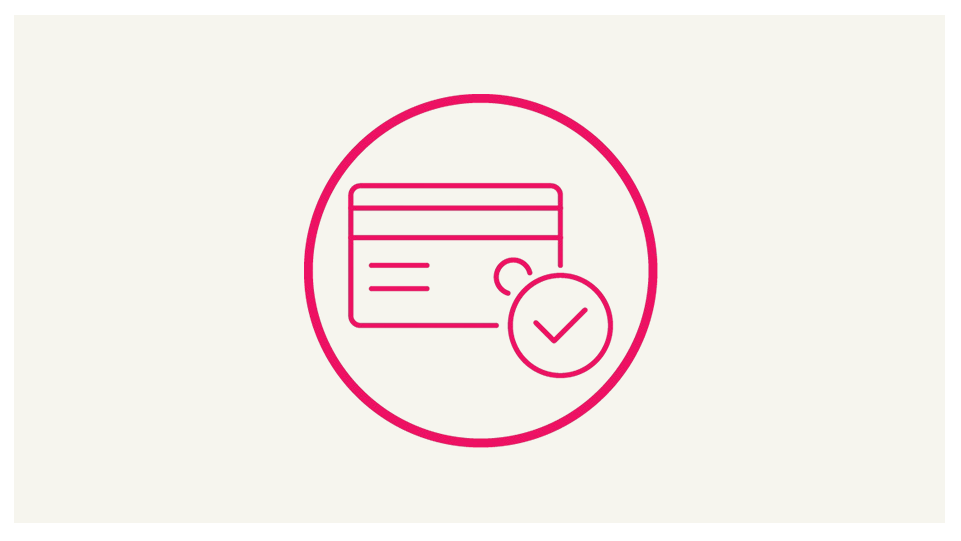 Credit card icon with tick