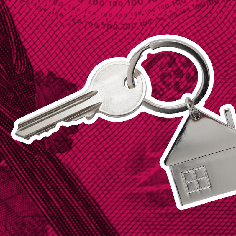 Image of a house key and keychain