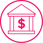 Central bank with dollar sign icon