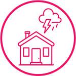 House with stormy weather icon