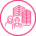 Office building and people icon