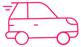 Icon of a car zooming