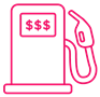 Icon of a petrol pump with 3 dollar symbols