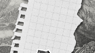 Torn piece of grid notebook paper with a small house icon