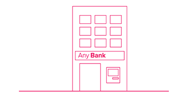 A building with a sign that reads "Any Bank"