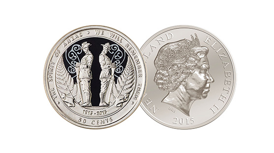 Two sides of the ANZAC commemorative coin 2015
