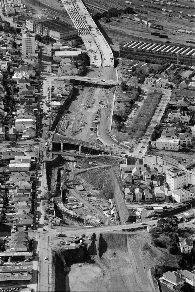 Wellington motorway under construction, August 1969.