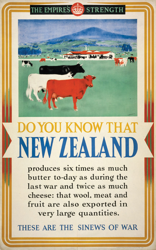 Wartime poster celebrating New Zealand’s pastoral production