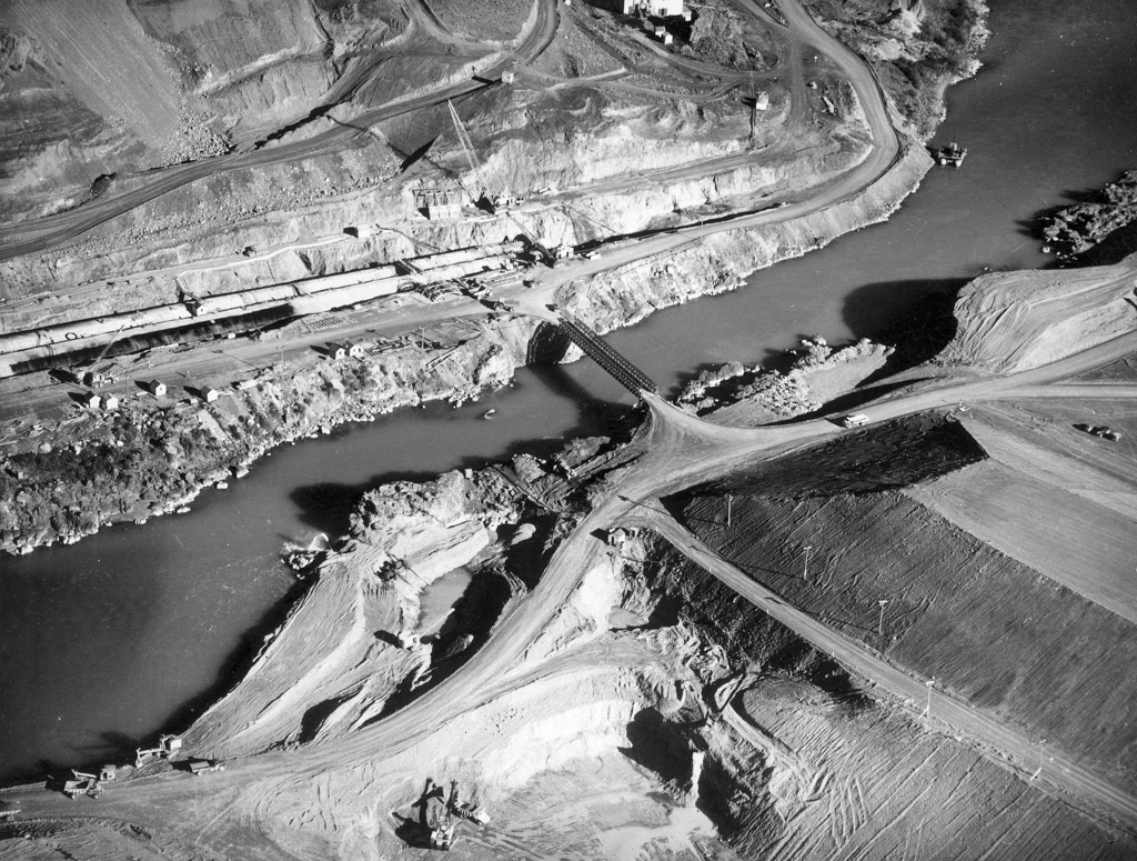 Benmore hydro-electric scheme under construction, 1960s.