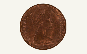 2 cent coin stamped with Bahamas Islands, 1967