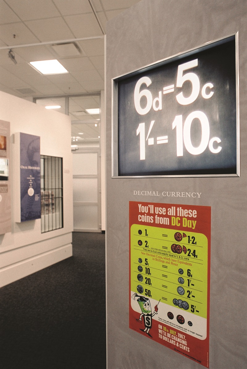 Decimal currency museum display