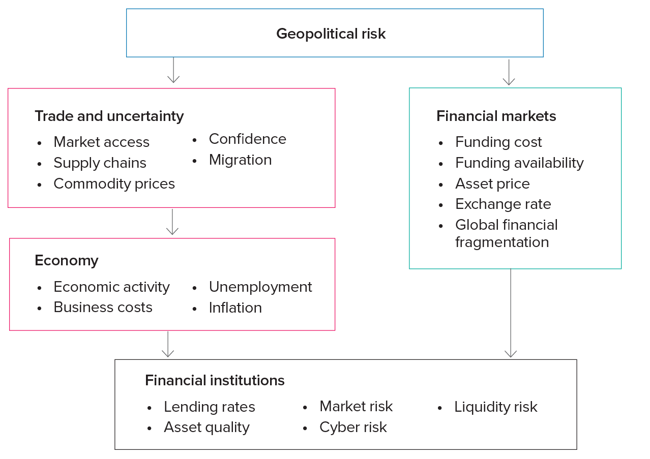 Figure 1.1 Transmission of geopolitical risk to financial institutions in New Zealand